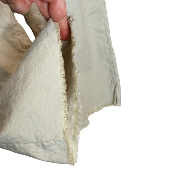 Frank & Eileen Kinsale Trouser Linen Tan Wide Leg Pant High Rise Raw Hem Size 12 - Picture 11 of 16